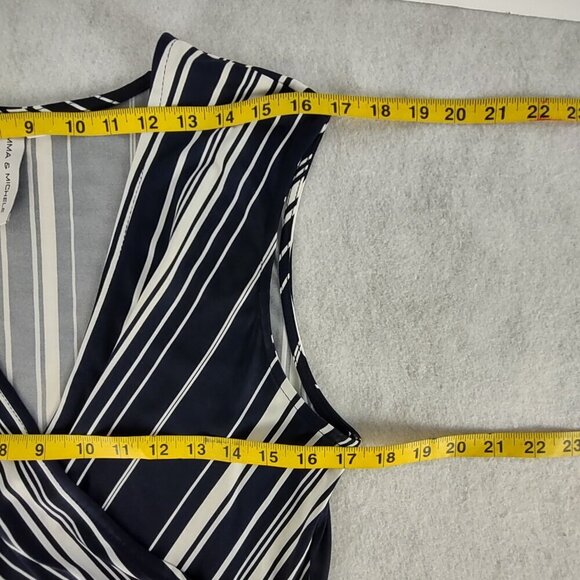 Emma & Michele Blue White Stripe Jersey V Neck Wide Leg Jumpsuit Size Large - Picture 10 of 14